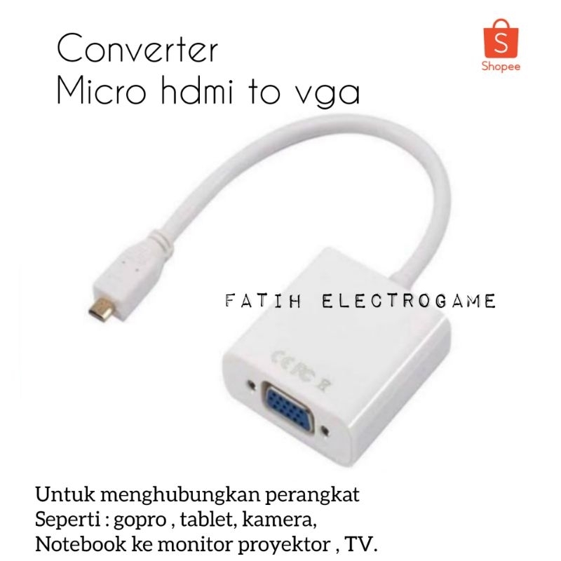 CONVERTER MICRO HDMI TO VGA 1080P FULL HD