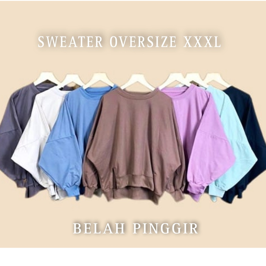 Sweater XXXL Belah Pinggir Oversize Oblong Wanita | Sweater Wanita Bigsize | Sweater Basic Oversize