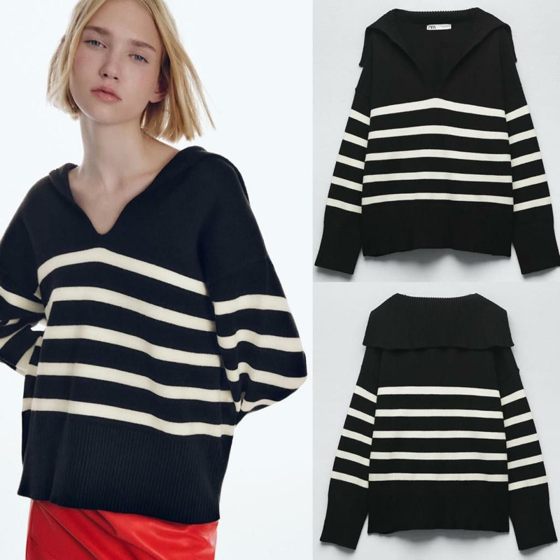 Sweater Knit Zara V Neck Striped