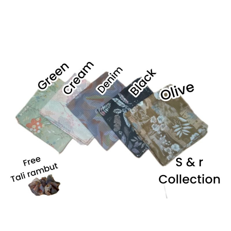 hijab segi empat motif/Akira dobby/jait tepi 110*110