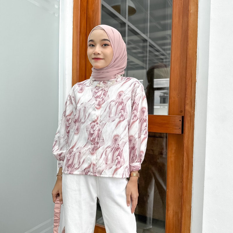 MARBLE PUFFY BLOUSE MOTIF (HANYA ATASAN SAJA TIDAK ONE SET)