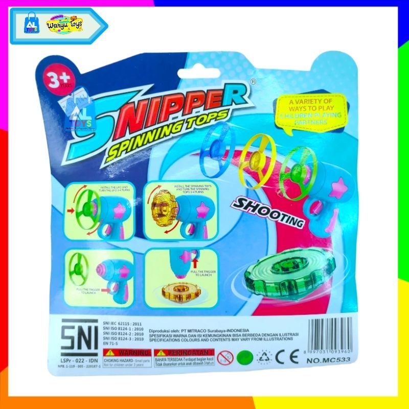 MAINAN PISTOL GASING + BALING BALING UFO TERBANG MAINAN GASING  SNIPPER SPINNING TOPS MC533