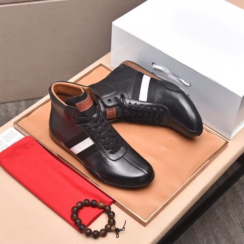 sepatu boot cowok bal ly sepatu pria sneaker high top men shoes strip mirror hitam p1shoes kulit