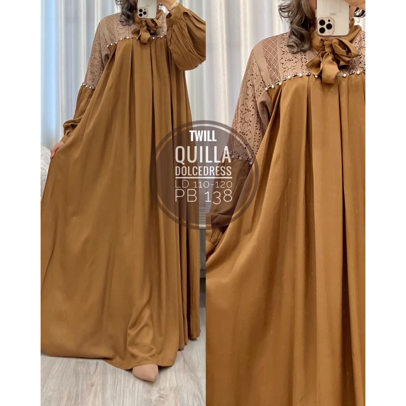 Daster Arab Dolce QUILLA Maxi Dress Organza Gamis Twill Premium Big Size