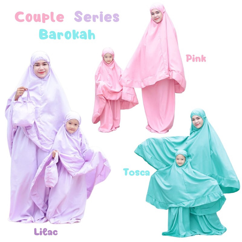 BAROKAH Mukena Polos Couple Moms Kids 2-8 Tahun Rukuh Ibu dan Anak