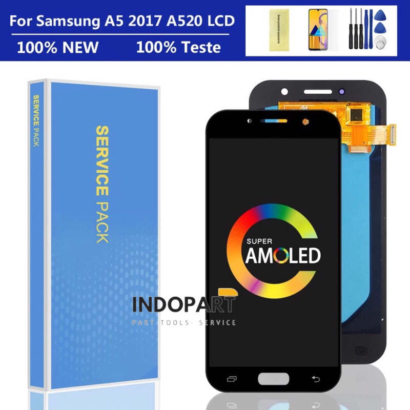 LCD Super AMOLED Asli untuk SAMSUNG Galaxy A5 2017 A520 A520F SM-A520F