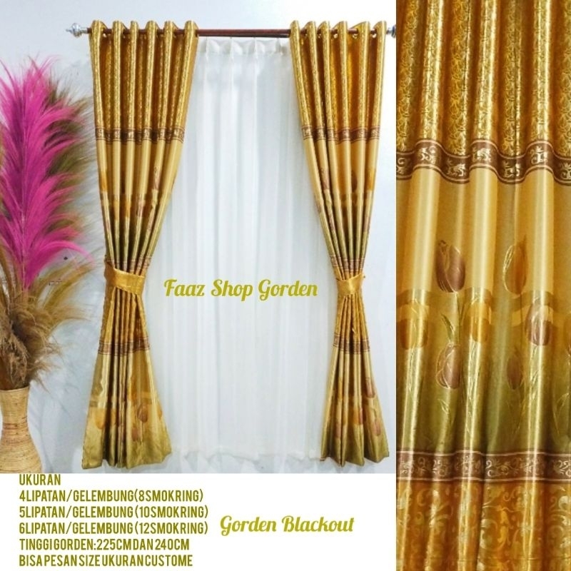 Gorden Ruang Tamu Gorden Blackout Premium Gorden Jendela Minimalis Gorden Model Smokring Bunga Tulip