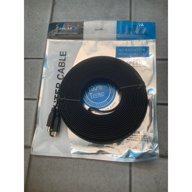 KABEL HDMI FLAT 10 METER GOLD VERSI 1.4 3D 1080P / KABEL HDMI 10M  MALE to MALE