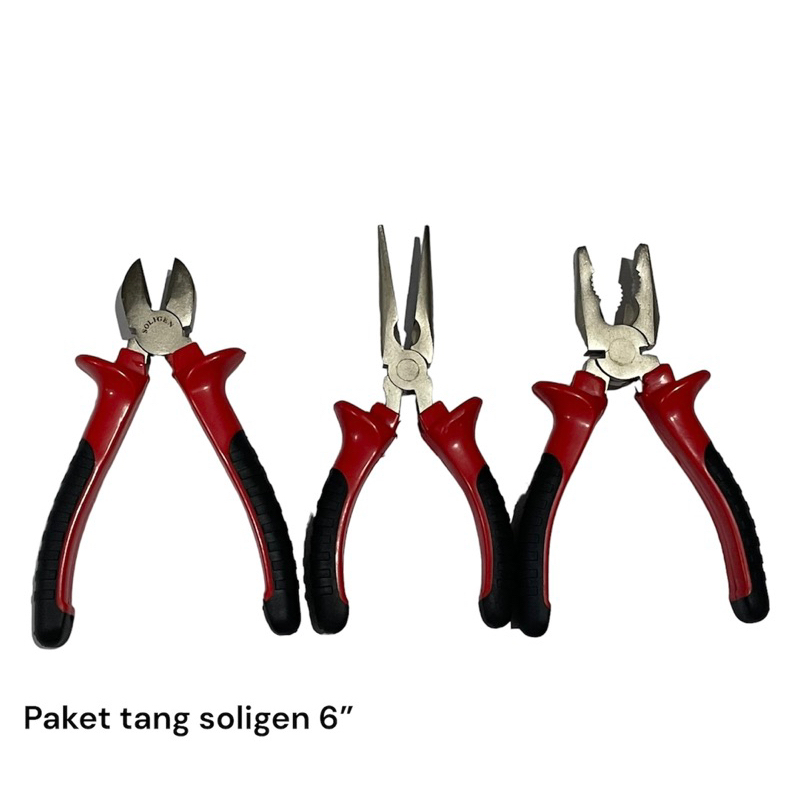 Paket tang Soligen 6” tang potong lancip kombinasi set 3pcs