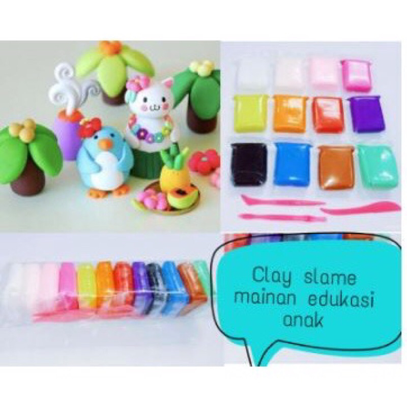 Magic clay Mainan kreatif edukasi 12 warna