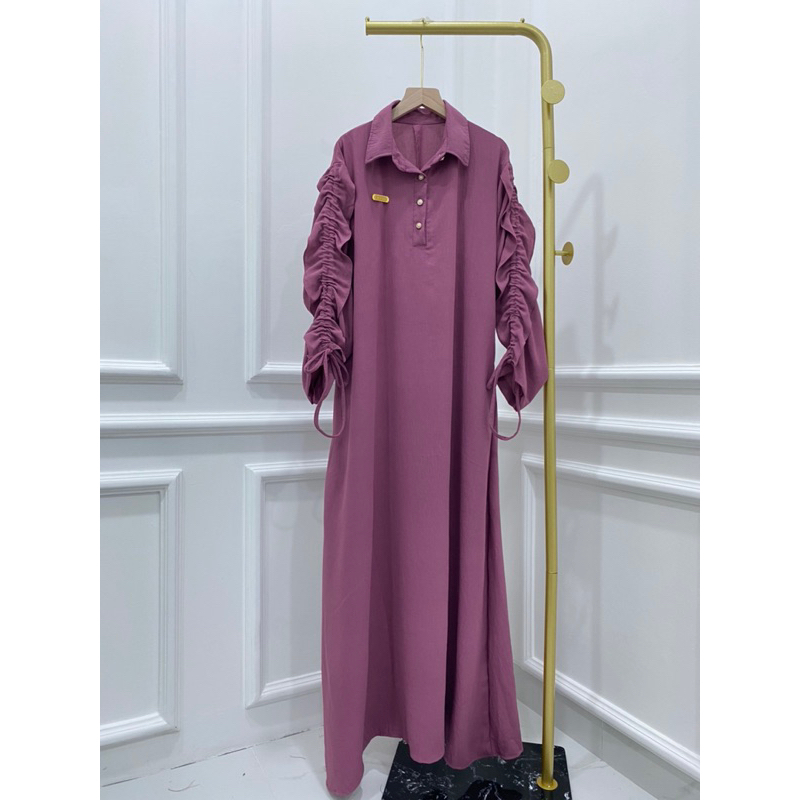 GAMIS CRINKLE POLOS MIKHA MAXI LEBARAN FREE BROS SIMPLE MEWAH BAJU MUSLIM LEBARAN EID GAMIS KELUARGA