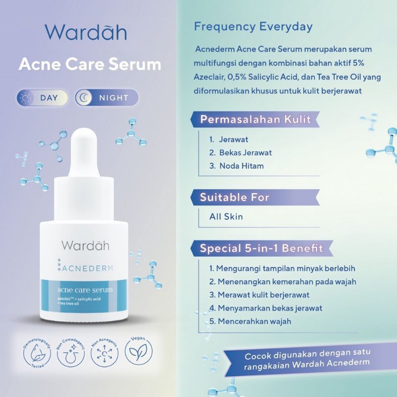 BARU  WARDAH ACNEDERM ACNE CARE SERUM 15ML / SERUM JERAWAT WARDAH / SERUM ACNE / WARDAH ACNE CARE SE