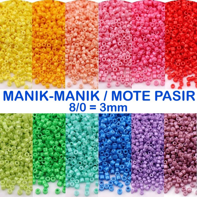 Mote Manik Payet Pasir 8/0 3mm bahan kerajinan tangan untuk gelang aksesoris pernak pernik DIY