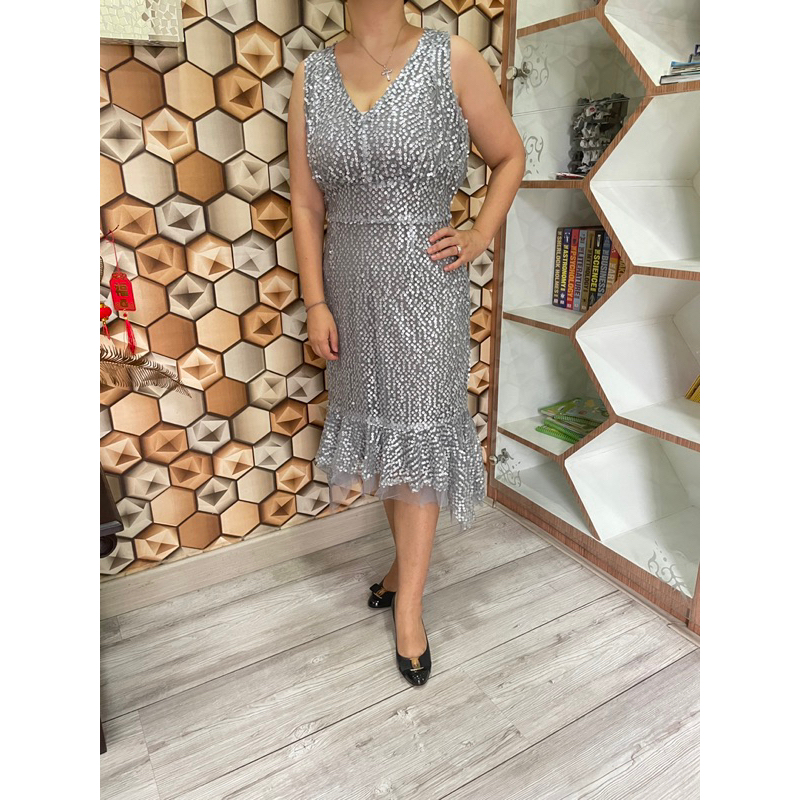 WALTER SEQUIN PARTY DRESS V-NECK FISHTAIL LONGDRESS