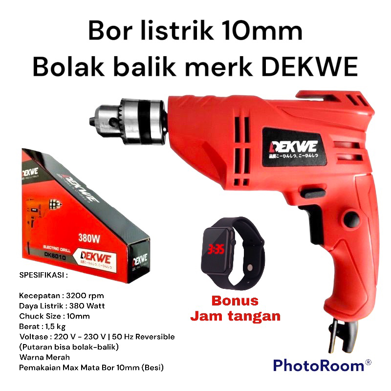 Bor listrik 10mm Dekwe bolak balik power full bor murah