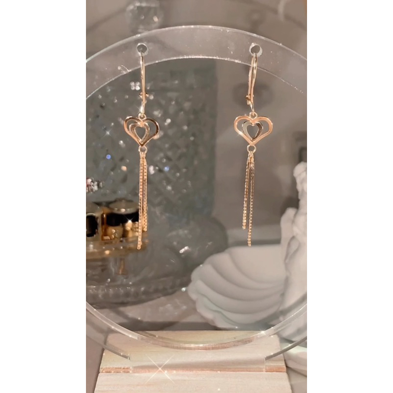 Anting Panjang Gantung  Love Kadar Emas 70%
