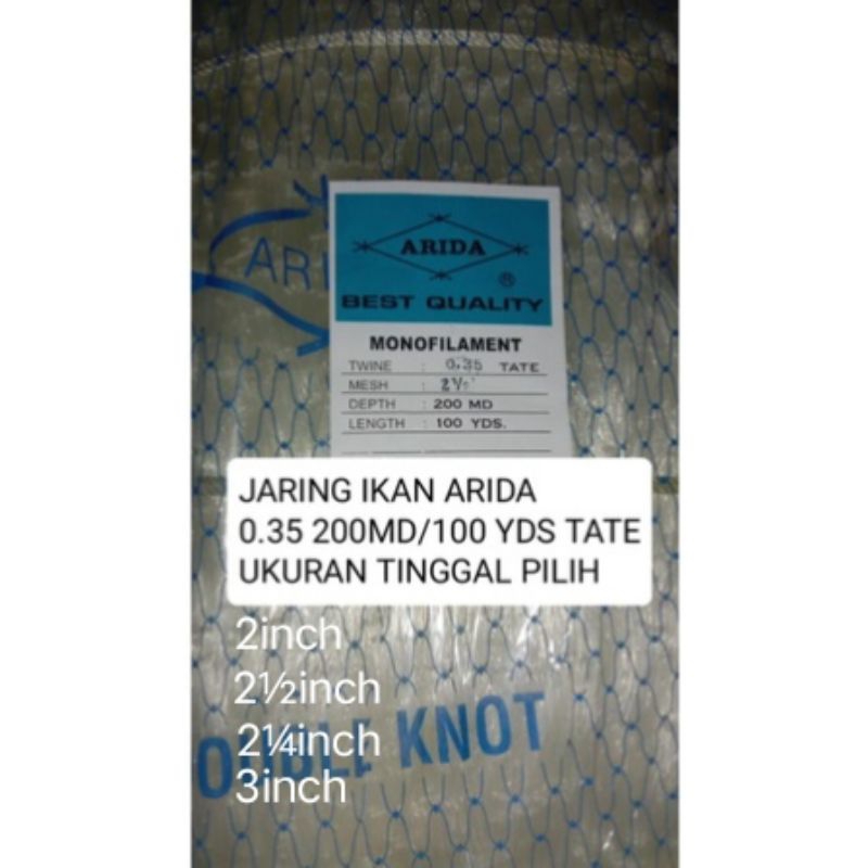 jaring ikan ARIDA 0.35 200MD/100YDS TATE ukuran tinggal pilih jaring jala ikan jaring besar