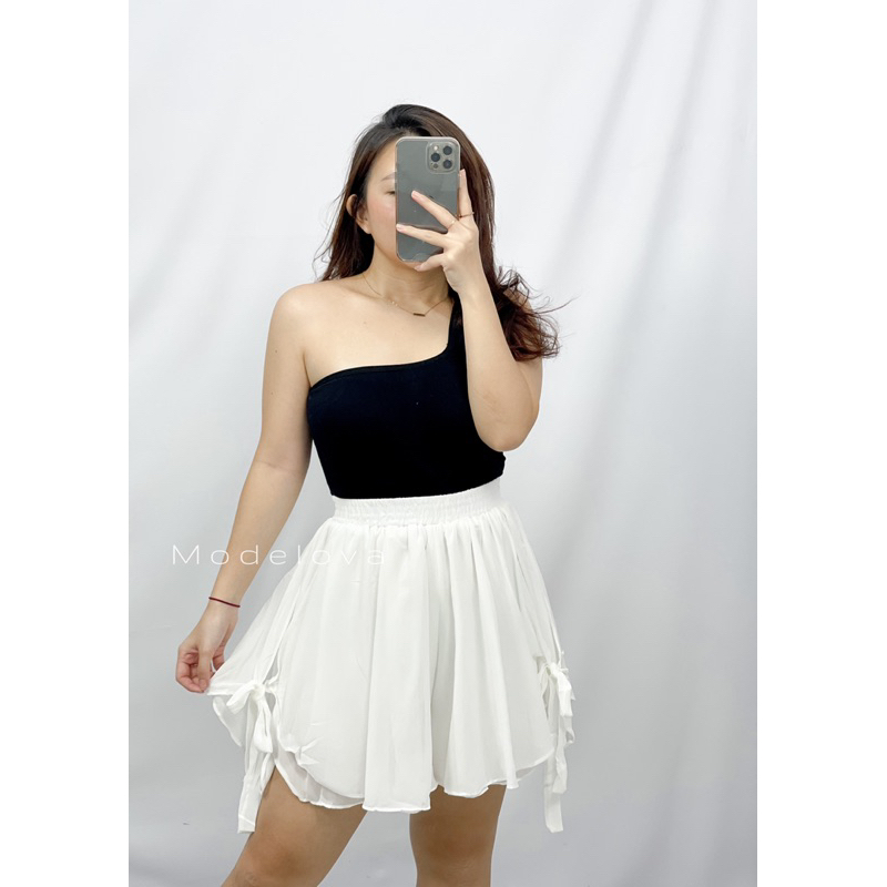 MDLV ~ 5671# Nivean Layered Wide Leg Shorts Celana Rok Korea Import