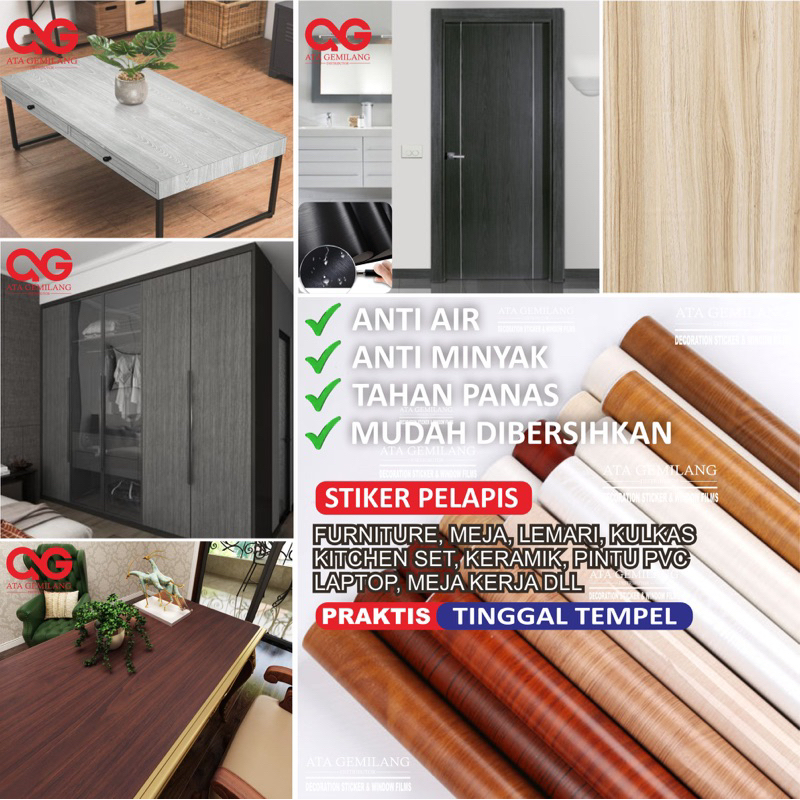 Wallpaper Kayu Stiker Dinding Dapur Pvc Sheet Lebar 122cm/Wallpaper Pintu/Stiker Kayu/Stiker Meja Ka
