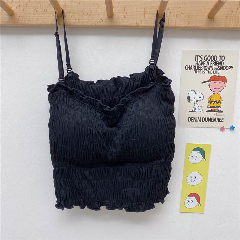 Korean Wrinkle tube Top Import (T70)Tanktop Kemben Bralette include Padding