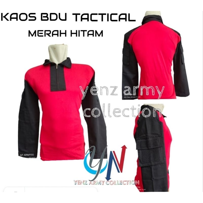 Kaos bdu tactical merah hitam