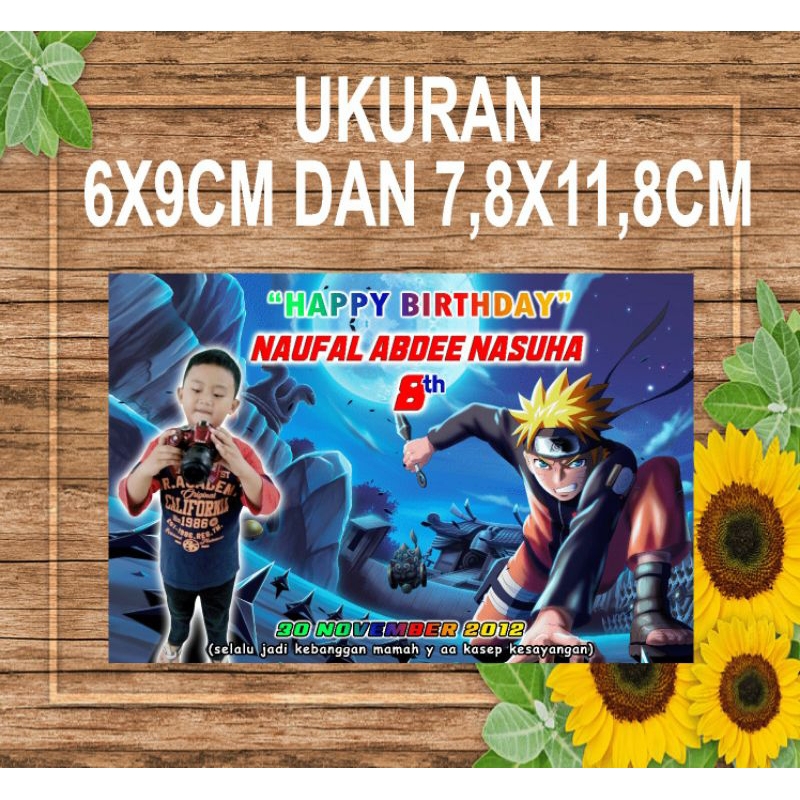 

stiker ulang tahun karakter naruto per paketan,ganti nama foto dan tanggal