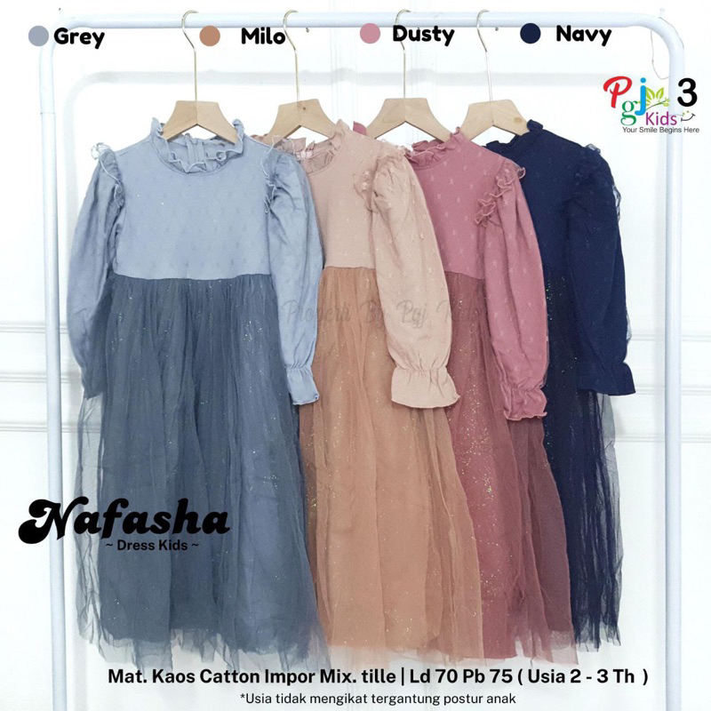 Gamis nafasha zharina dress anak tille usia 2-5 tahun