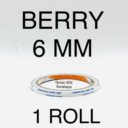 

DOUBLE TAPE BERRY 6 MM / Isolasi Selotip 2 Sisi Double Side Tape Berry 1/4" Inch 6 mm x 10 Yard
