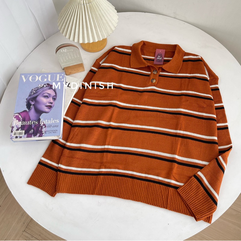 Polo Levronka - Atasan Blouse Wanita Setrip Berkerah