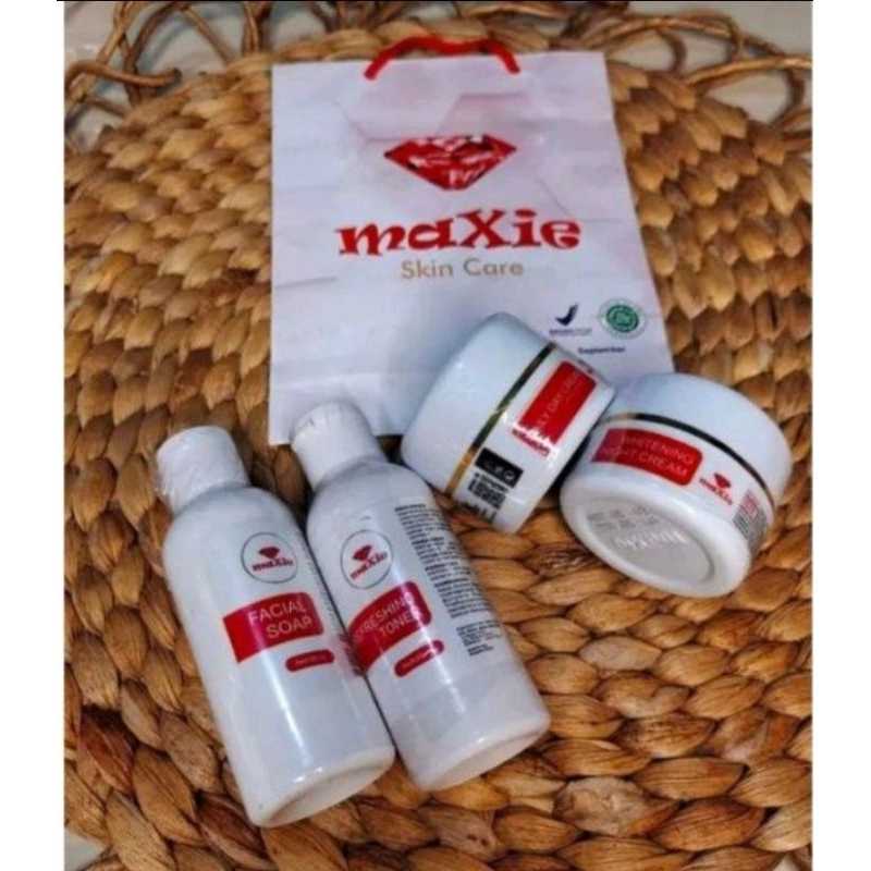 maxie glow kemasan baru BPOM original cream siang cream malam facial toner maxie