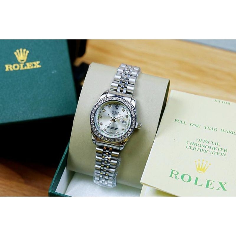 JAM TANGAN WANITA ROLEX CASE FULL DIAMOND 3258YK FREE BOX ROLEX & BATERAI CADANGAN