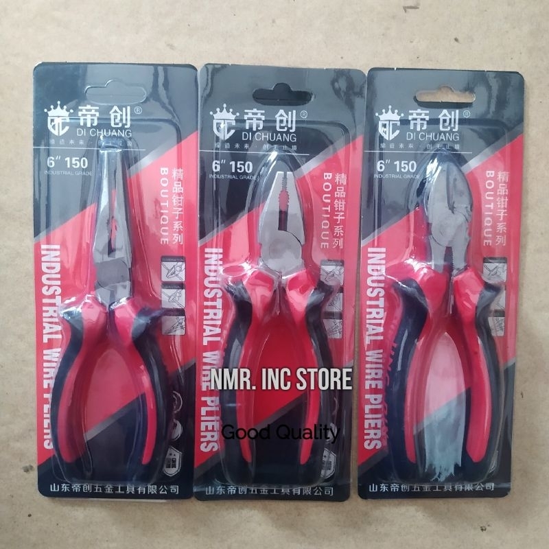 Tang Kombinasi Lancip Potong 6 Inch Pliers Serbaguna, Handle Sangat Nyaman, Berkualitas, Paku, Kabel, Kawat.