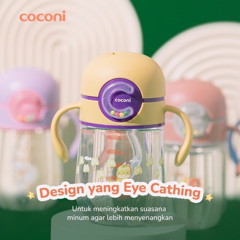 Coconi Tritan Weighted Straw Cup 270ml Botol Minum Anak Tritan dengan pemberat