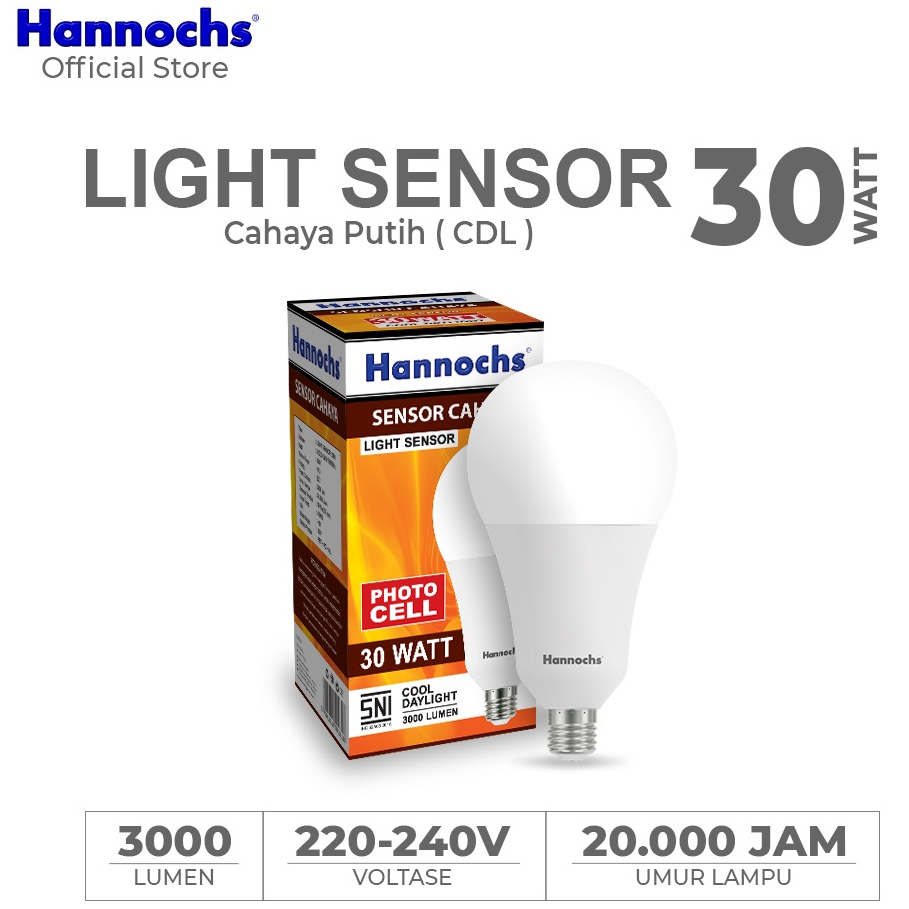 Hannochs Lampu LED Sensor Cahaya / Light Sensor 6-9-11-30 Watt Cool Daylight Putih