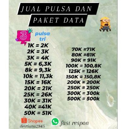 JUAL PULSA DAN PAKET DATA MURAH TRI