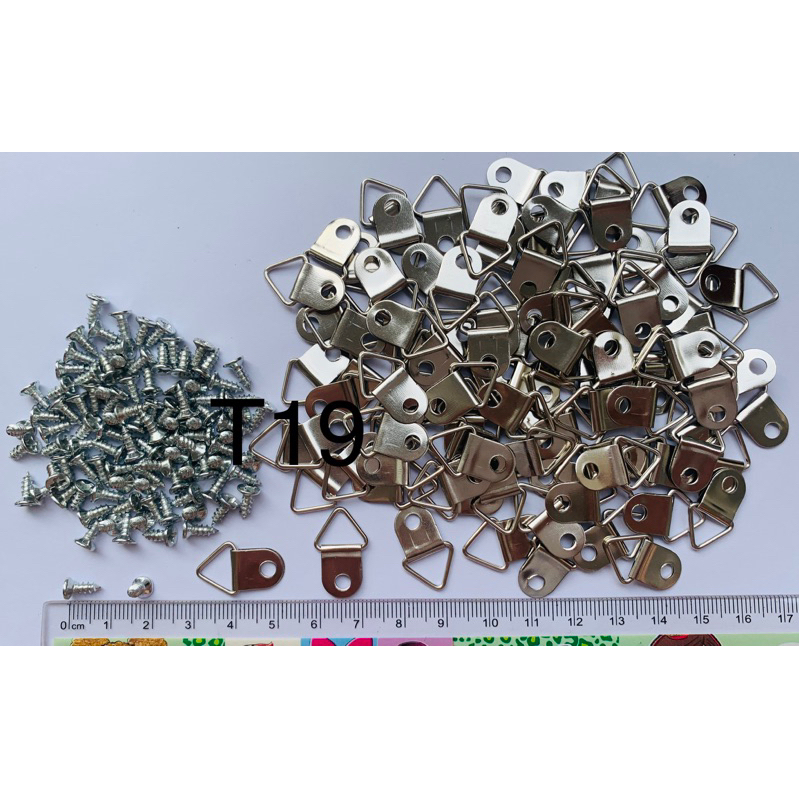 100+100 Pcs GANTUNGAN KECIL SEGITIGA + SEKRUP 8 MM BAUT BINGKAI PIGURA FRAME DINDING CANTELAN KAIT