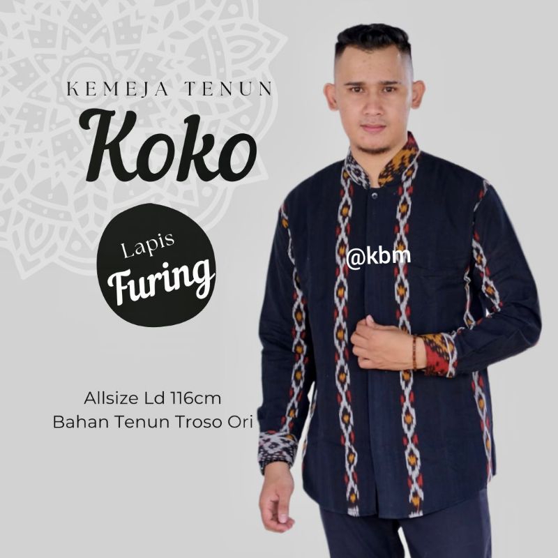 kemeja koko tenun ori tenun troso kemeja pria