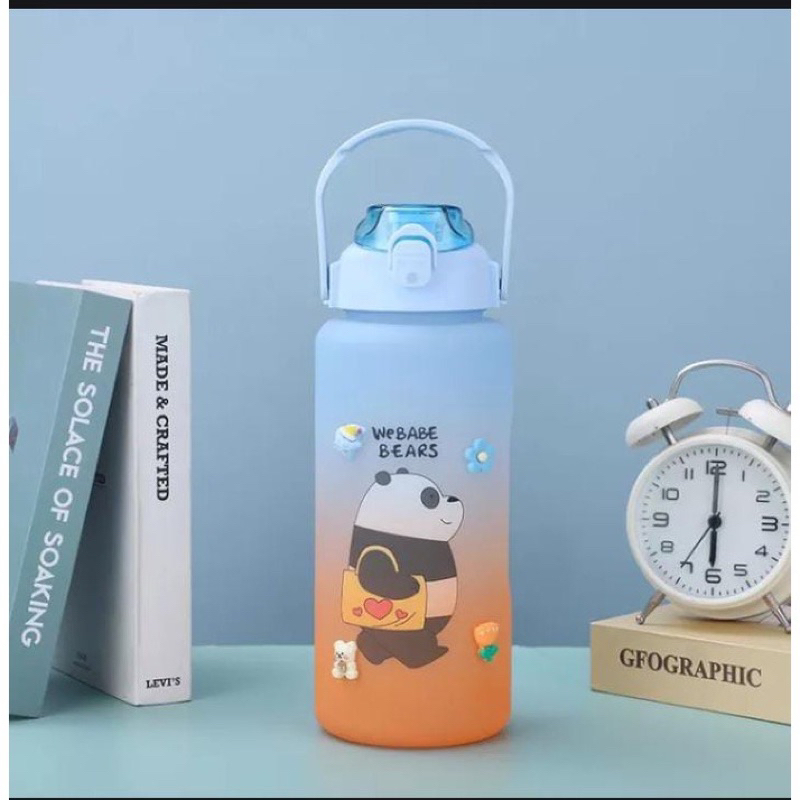 Botol Minum Botol Air Minum Motivasi Tritan 2 Liter Gradient Gradasi We Bare Bears Free Sticker