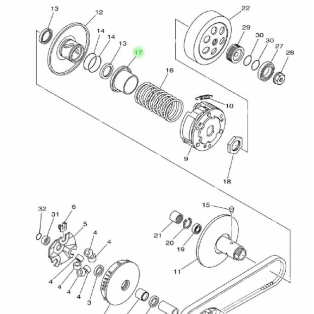 CORONG DUDUKAN PER CVT MIO M3 MIO S Z 125 ASLI ORI YAMAHA 2SX E7684 00