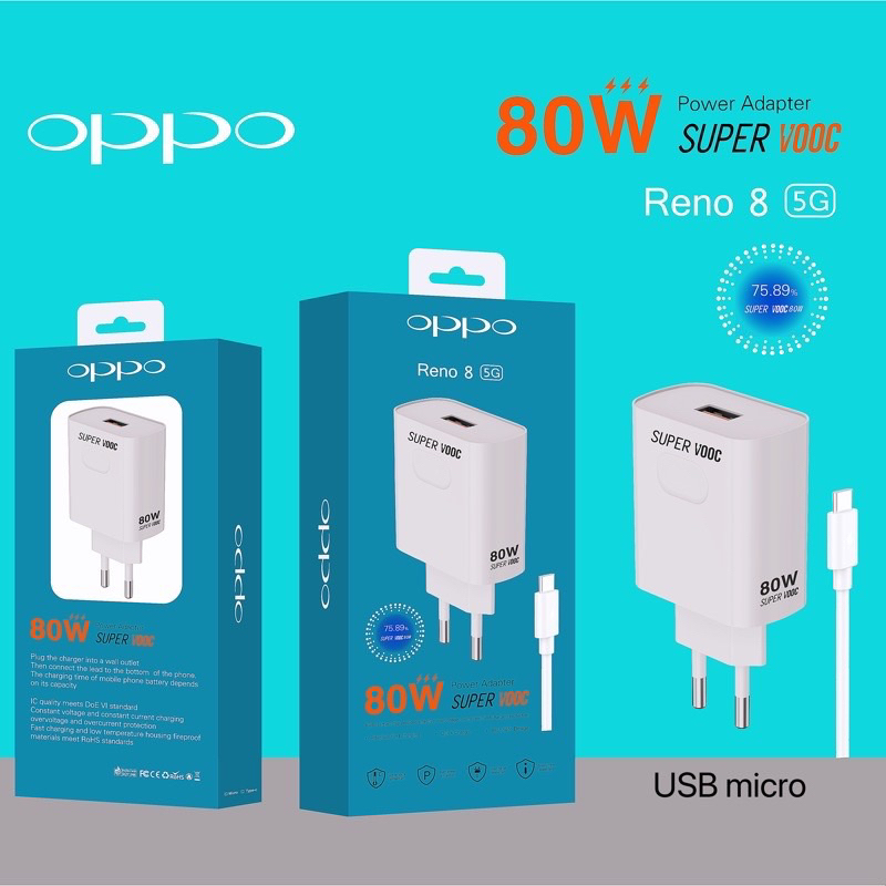 Charger Oppo reno8 Original Fast Charging / Charger super vooc Oppo F7 F5 F3 F1plus F1s A7 A3s A71 A83 A37 universal for all oppo smartphone