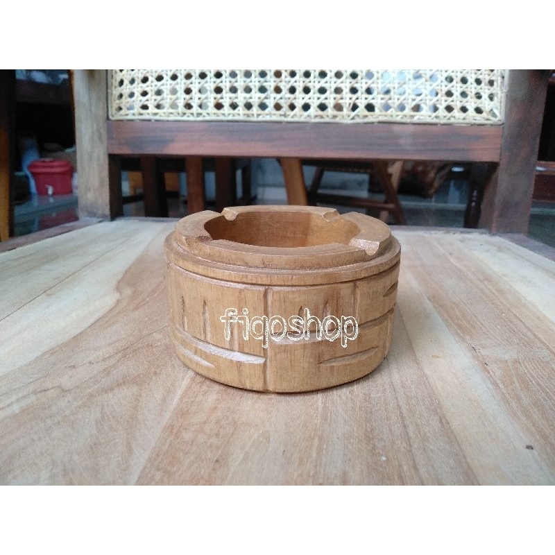 Asbak Rokok Unik Souvenir Kayu Jati Natural Furniture Jepara