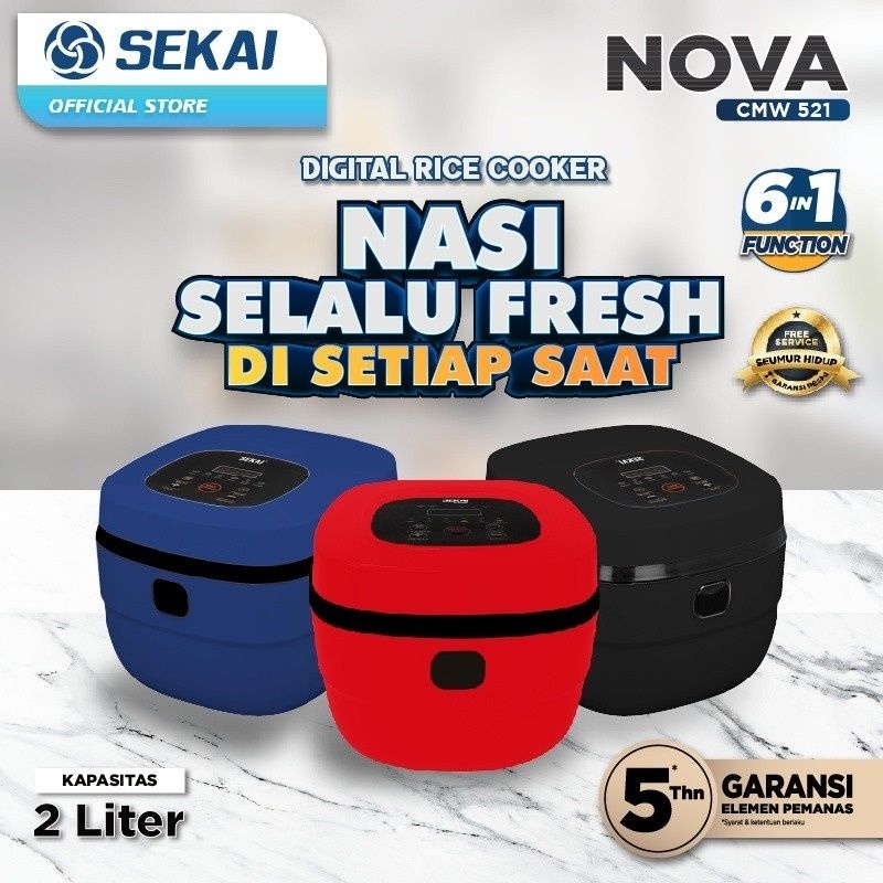 SEKAI Rice Cooker Digital 6 Fungsi Memasak 2 Liter CMW 521 Garansi Resmi