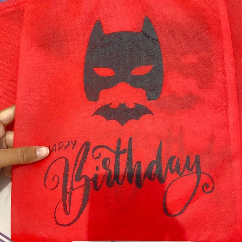 GOODIE BAG SNACK ULTAH MOTIF BATMAN MERAH TERLARIS KEKINIAN READY SIAP KIRIM F 25x30