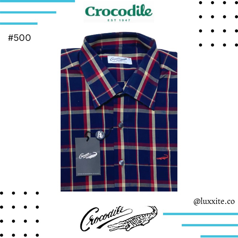 ( LUXOYEZ ) 500 BAJU CROCODILE ORIGINAL BRANDED BISA COD PRIA KEMEJA ATASAN BAHAN KATUN MEDAN KERAH 