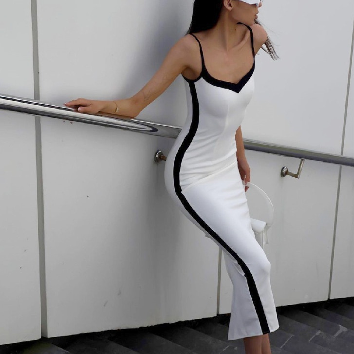 [Premium]Fashion Women Sleeveless Bodycon Knitted Long Dress 7113 S/M/L