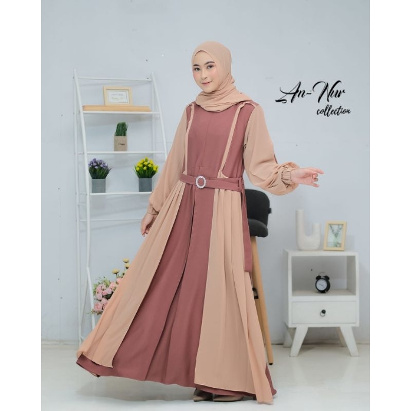 Vania Annur gamis set pashmina mutiara itycrepe mix ceruty ceruti babydoll premium dress namira