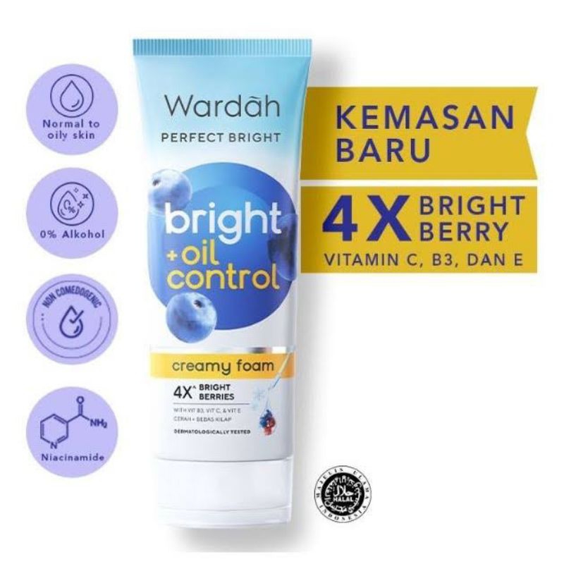 WARDAH PERFECT BRIGHT OIL CONTROL CREAMY FOAM 100 ML / FACE WASH WARDAH OILCONTROL