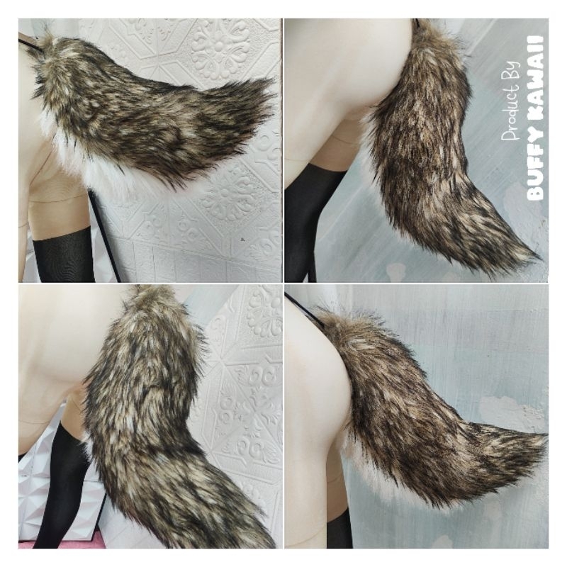 Ekor furry fox husky wolf doggy cosplay halloween party anime game sexy roleplay animal fur fluffy 55cm