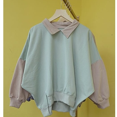 Sweater XXXL Collar Batwing Oversize Sweater Berkerah Wanita Bigsize