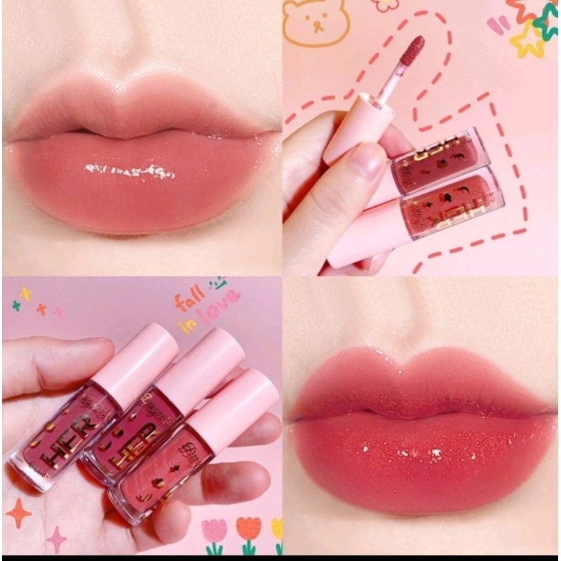 HER Lipstik Glitter Lip Glow Liquid Cair 8 Warna Waterproof Dragon Ranee Lipstick XX035